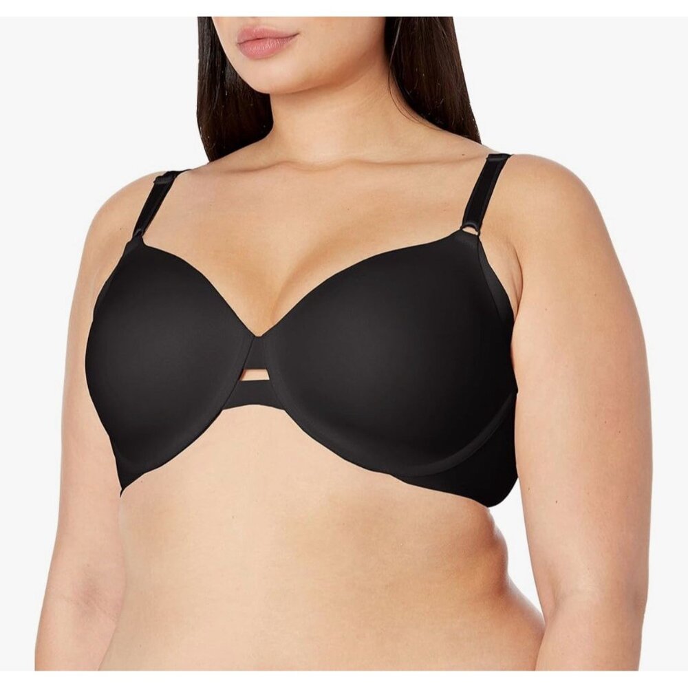 Warner's Women Bra 38D Black No Side Effects Underarm Smoothing Comfort T Shirt